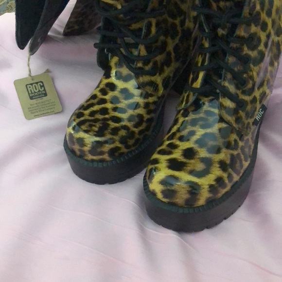 🆕ROC🖤Lash Tan/leopard platform boots! Black lace ups! Australia! size: 37 NIB! 7 - Picture 7 of 16